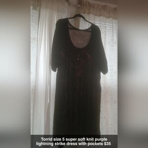 Torrid Black and Purple Knit Dress with Pockets